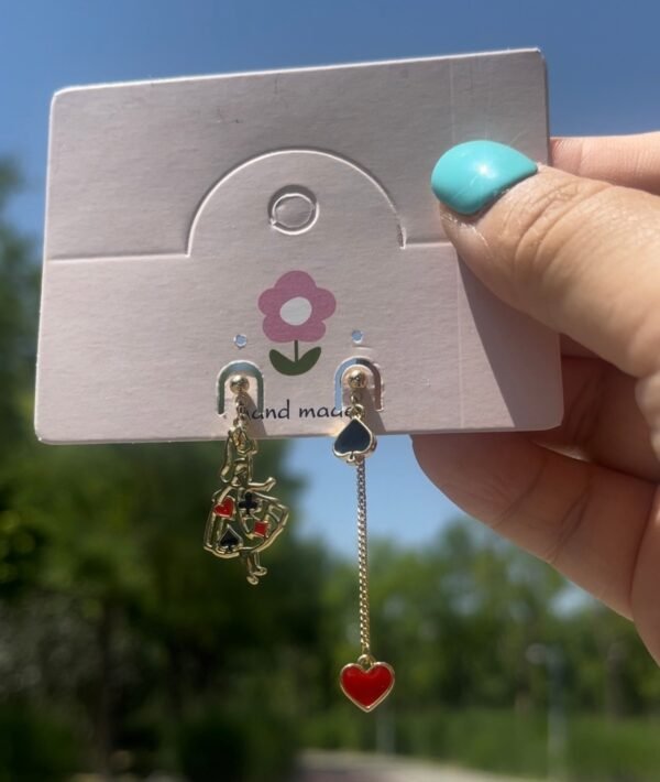Austrian designer fairy tale Alice in Wonderland playing card girl earrings