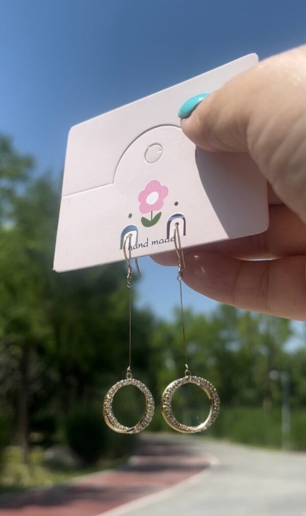 French designer diamond studded round circle long tassel earrings